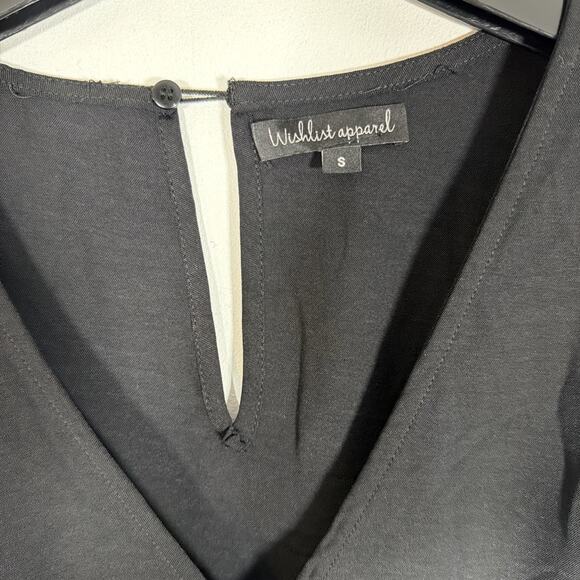 Wishlist Apparel V-Neck Jumpsuit Romper Black Small Long Sleeve Wide Leg Dressy - Picture 5 of 10